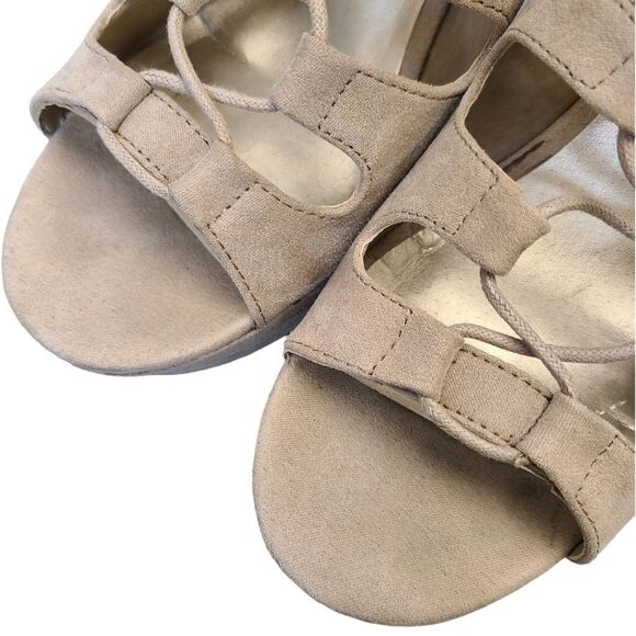 G by Guess Womens Beige Lace Up Cutout Platform Wedge Booties 9.5M - Picture 8 of 16